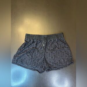 Time & Tru Black Lace Mesh Boho Sheer Pull On Swim‎ Shorts Coverup Sz M 8-10